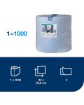 Индустриална хартия на ролка Tork - Heavy-Duty Wiping Paper, W1, 1 х 1000 къса, синя - 2t