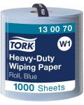 Индустриална хартия на ролка Tork - Heavy-Duty Wiping Paper, W1, 1 х 1000 къса, синя - 1t