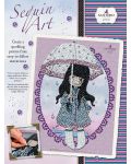 Творчески комплект KSG Crafts Sequin Art Gorjuss - Изкуство с пайети, Момиче с чадър - 1t