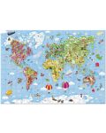 Детски гигантски пъзел Janod - Карта на света, в куфар - 2t