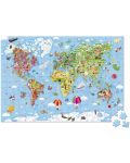 Детски гигантски пъзел Janod - Карта на света, в куфар - 3t