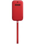 Калъф Apple - Leather Sleeve MagSafe, iPhone 12/12 Pro, червен - 3t