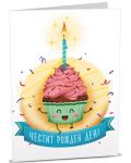 Картичка Art Cards - Вкусен мъфин със свещички - 1t