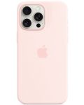 Калъф Apple - Silicone MagSafe, iPhone 15 Pro Max, Light Pink - 3t