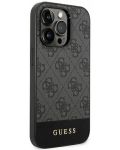 Калъф Guess - 4G Stripe, iPhone 14 Pro, сив - 2t