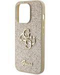 Калъф Guess - Fixed Glitter 4G Metal Logo, iPhone 15 Pro Max, златист - 4t