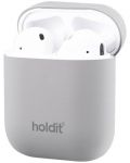 Калъф за слушалки Holdit - Silicone, AirPods 1/2, сив - 2t
