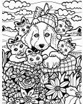 Картина за оцветяване ColorVelvet - Котета и куче, 29.7 х 21 cm - 2t