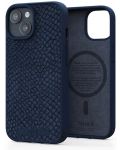 Калъф Njord - Salmon Leather MagSafe, iPhone 15, син - 2t