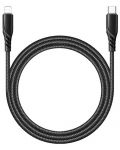 Кабел Xmart - Greased, Lightning /USB-C, 1.2 m, черен - 2t