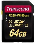 Карта памет Transcend - 64GB, SDXC UHS-II, Class10 U3 V90 - 1t