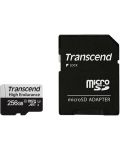 Карта памет Transcend - High Endurance, 256GB, microSDXC + адаптер - 1t
