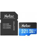 Карта памет Netac - 32GB, microSDHC, Class10 + адаптер - 1t