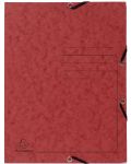 Картонена папка Exacompta - с ластик и 3 капака, червена - 1t