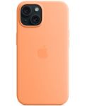 Калъф Apple - Silicone MagSafe, iPhone 15, Orange Sorbet - 7t