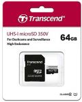 Карта памет Transcend - High Endurance, 64GB, microSD U1 + адаптер - 2t