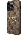 Калъф Guess - PU 4G Metal Logo, iPhone 15 Pro Max, кафяв - 3t