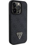 Калъф Guess - 4G Strass Triangle Metal Logo/Strap, iPhone 15 Pro, черен - 3t