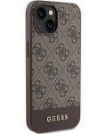 Калъф Guess - PU 4G Stripe, iPhone 15, MagSafe, кафяв - 4t