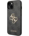 Калъф Guess - PU 4G Metal Logo, iPhone 15, сив - 4t