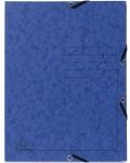Картонена папка Exacompta - с ластик и 3 капака, синя - 1t
