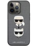 Калъф Karl Lagerfeld - Saffiano K and C, iPhone 13 Pro, сребрист - 1t