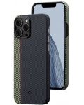 Калъф Pitaka - Fusion Weaving MagEZ Case 3, iPhone 14 Pro Max, черен/зелен - 1t