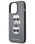 Калъф Karl Lagerfeld - Saffiano K and C, iPhone 13 Pro, сребрист - 2t