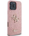 Калъф Guess - PU Fixed Glitter 4G Metal Logo, iPhone 16 Pro Max, розов - 2t