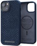 Калъф Njord - Salmon Leather MagSafe, iPhone 14, син - 4t