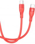 Кабел Tellur - Silicone, USB-C/USB-C, 1 m, червен - 2t