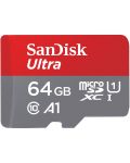 Карта памет SanDisk - Ultra, 64GB, microSDXC, Class10 + адаптер - 2t