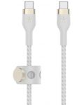 Кабел Belkin - Boost Charge, USB-C/USB-C, Braided silicone, 2 m, бял - 2t