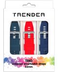 Каишки Trender - Trio Silicone, 22 mm, 3 броя, зелена/червена/синя - 1t