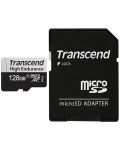 Карта памет Transcend - High Endurance, 128GB, UHS-I, U3, V30, A1, microSDXC, Class10+ адаптер   - 1t