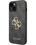 Калъф Guess - PU 4G Metal Logo, iPhone 15 Plus, сив - 4t
