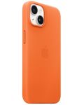 Калъф Apple - Leather MagSafe, iPhone 14, оранжев - 2t