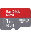 Карта памет SanDisk - Ultra, 1TB, microSDXC, A1 Class 10 + адаптер - 2t
