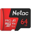 Карта памет Netac - 64GB PRO A1, microSDXC, Class10 + адаптер - 2t