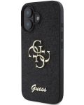 Калъф Guess - PU Fixed Glitter 4G Metal Logo, iPhone 16 Plus, черен - 2t