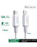 Кабел Ugreen - US171, USB-C/Lightning, 1 m, бял - 2t