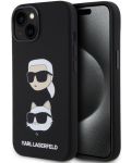 Калъф Karl Lagerfeld - Liquid Silicone Saffiano Choupette Head, iPhone 15, черен - 1t