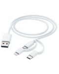 Кабел Hama - 201535, USB-A/Micro USB/USB-C/Lightning, 1 m, бял - 1t