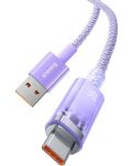 Кабел Baseus - Explorer CATS010405, USB-A/USB-C, 1 m, лилав - 5t