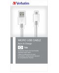 Кабел Verbatim - Sync & Charge, Micro USB/USB-A, 1 m, сребрист - 3t