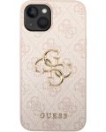 Калъф Guess - PU 4G Metal Logo, iPhone 15, розов - 1t
