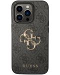 Калъф Guess - PU 4G Metal Logo, iPhone 15 Pro Max, сив - 1t