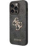 Калъф Guess - PU 4G Metal Logo, iPhone 15 Pro Max, сив - 3t