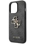 Калъф Guess - PU 4G Metal Logo,  iPhone 13 Pro Max, сив - 4t