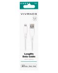 Кабел Vivanco - LongLife, USB-A/Lightning, 2.5 m, бял - 2t